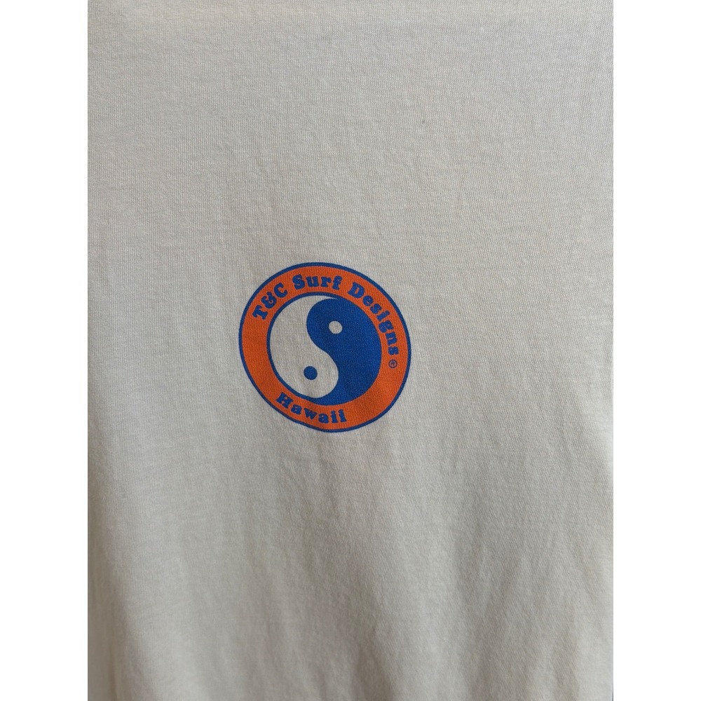 T&C Surf Designs Mens Large T-Shirt Cream Yin Yang Hawaii Organic Cotton - Picture 3 of 9